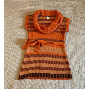 5/ $25 Wet Seal Orange Brown Cowl Neck Tunic Sweater L